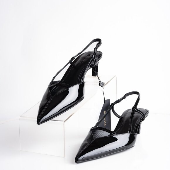 Massimo Dutti Womens Leather Slingback Heels Black US 6.5 EU 37 New 1406/450 - Picture 1 of 8